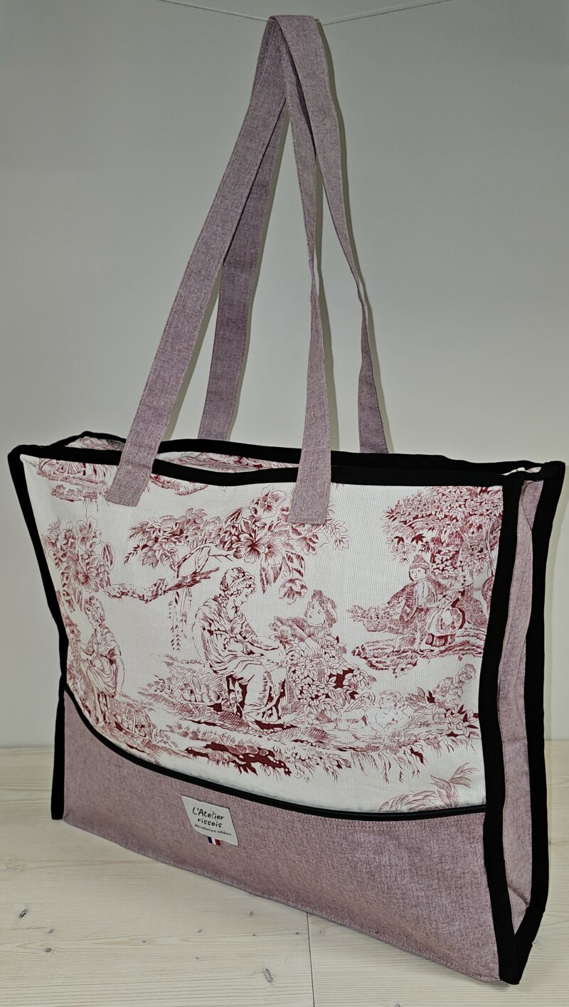 Sac Cabas toile de Jouy Rose – Image 2