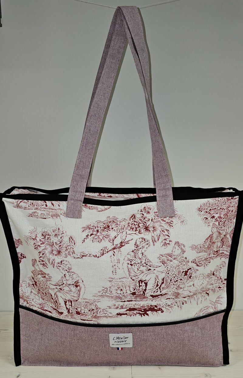 Sac Cabas toile de Jouy Rose