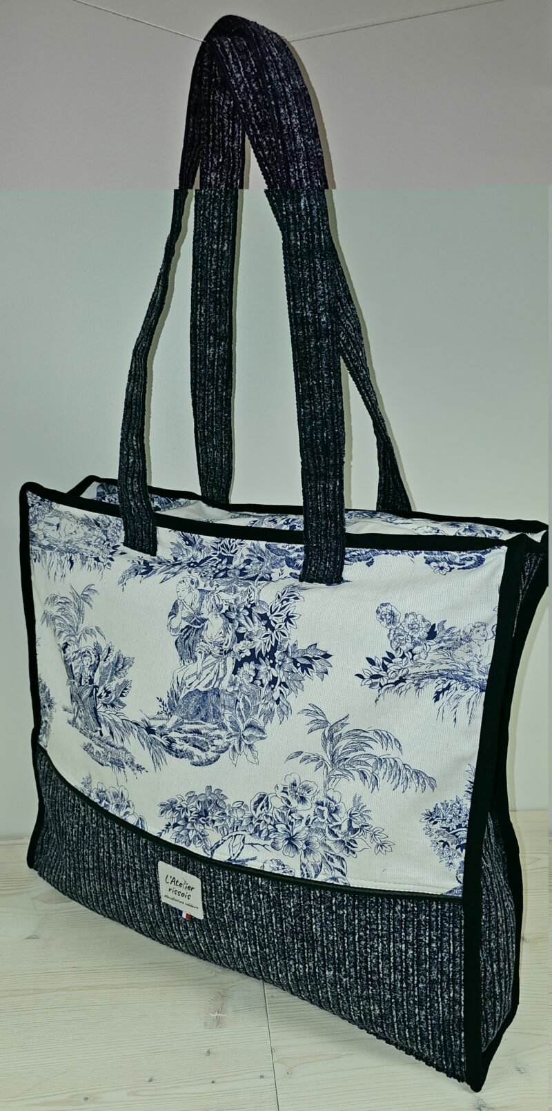 Sac Cabas toile de Jouy Bleu – Image 2