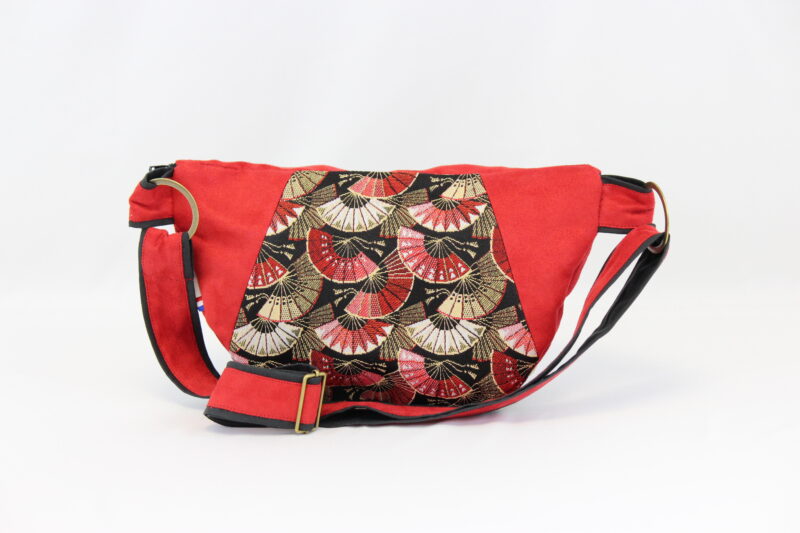 Sac banane Eventails Suédine Rouge – Image 2